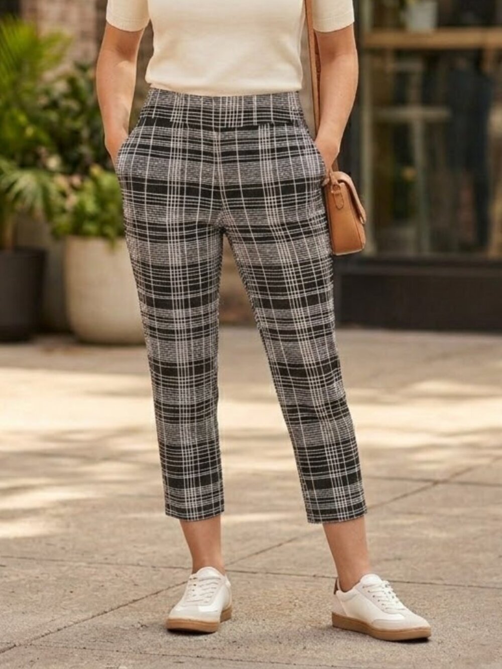 Ann Taylor LOFT Plaid Stretch Crop Ankle Cropped Length Marisa Pants Trouser 2P